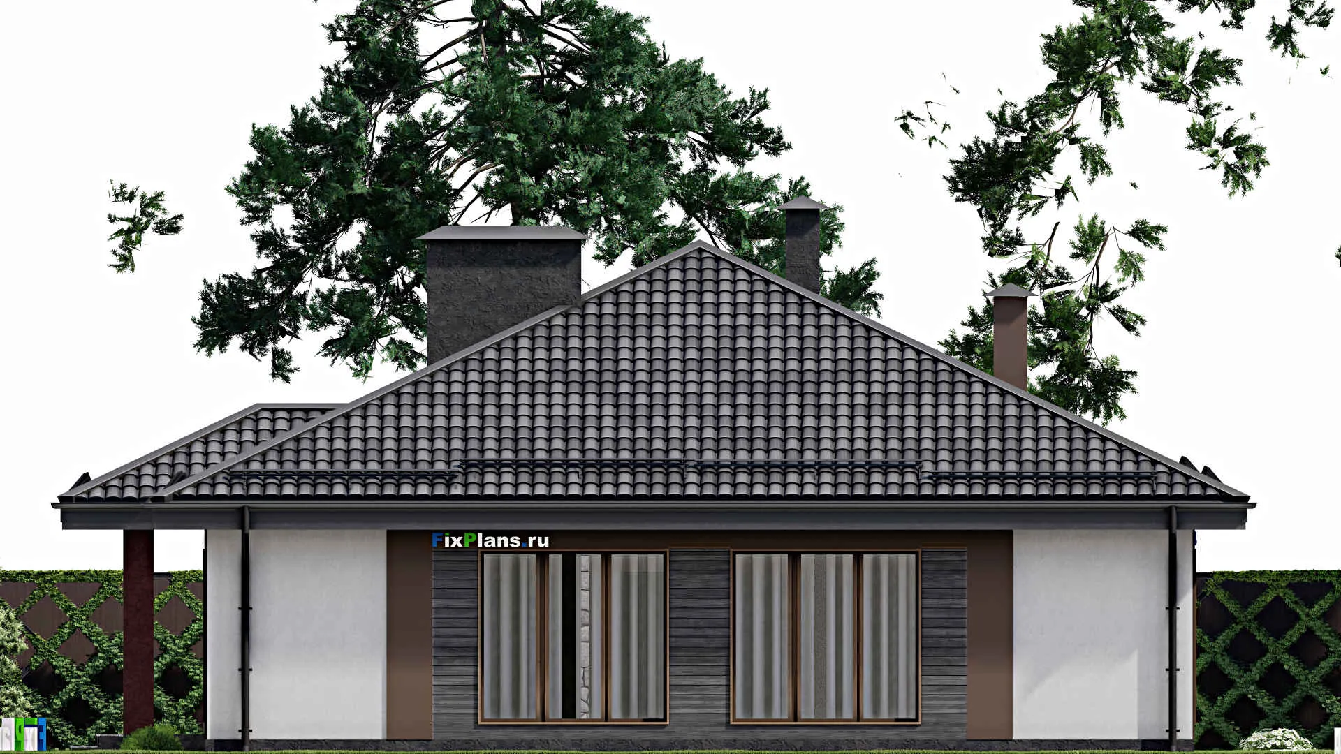 F-7127 - Проект одноэтажного дома 15 на 16, площадью 170 м² с 4 спальнями